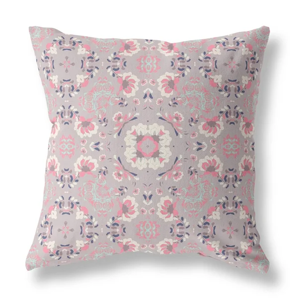 Amrita Sen Love and Liberty Suede Blown and Closed Pillow w/ Insert in Muted Pink - 18x22x18x22