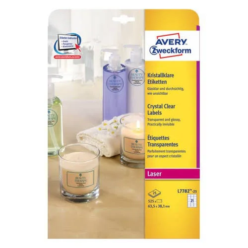 Avery L7782-25 Rounded Rectangle Permanent Transparent 525pc(s) Self-Adhesive Label
