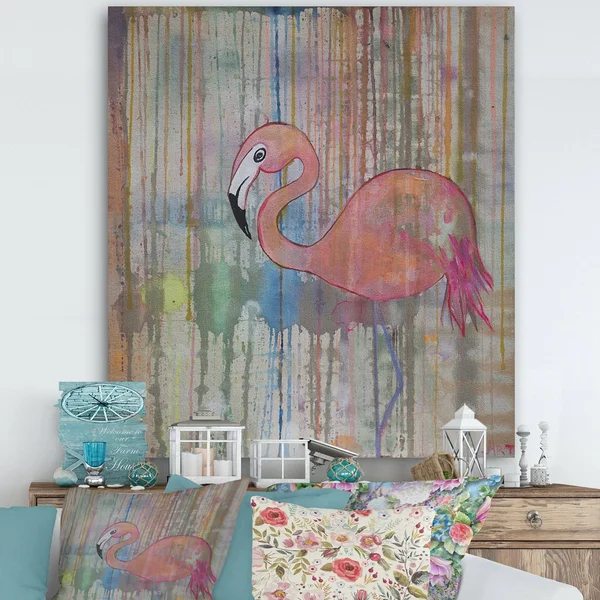 Porch & den &Flamingo I& Cottage Canvas Wall Art - 30 in. Wide x 40 in. High