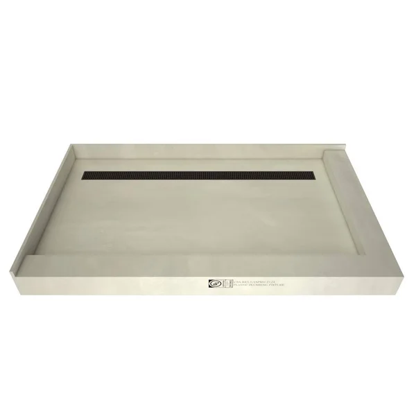 Tile Redi Double Threshold Shower Base with Designer Grate, Bronze