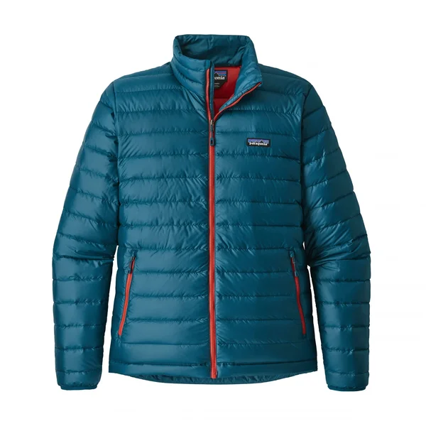 Patagonia Down Sweater Jacket - Men's Big Sur Blue/Fire Red, M