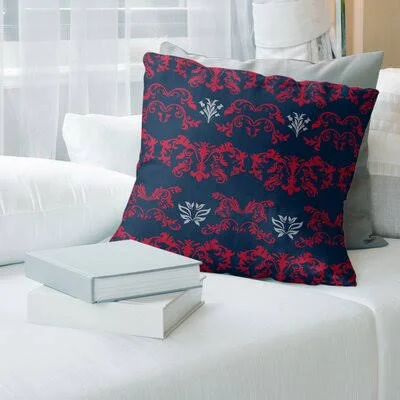 New England Football Baroque Square Pillow Cover East Urban Home Color: Navy/Pink/White, Size: 14x22 x 14