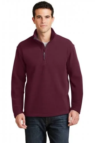 12 Branded Port Authority F218 Value Fleece 1/4-Zip Pullover - Maroon - Xs