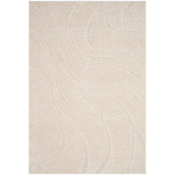 Safavieh Florida Shag Sigtraud Abstract Waves 1.2-inch Thick Rug - 11& x 15& - Ivory/Black