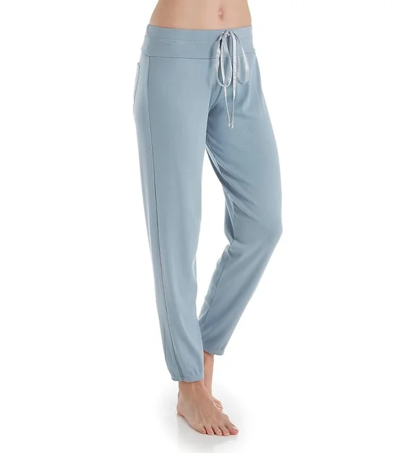 Women's PJ Harlow Dena Ribbed Jogger Pant with Satin Drawstring (Morning Blue XL)