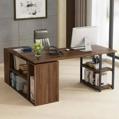 Amilian Reversible L-Shape Desk Ebern Designs Color: Dark Walnut