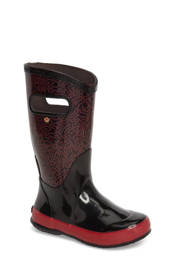 Children's Bogs Rain Boot - Kids Unisex, Size: 11 M, Black Multi Maze Rubber
