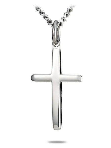 Women's Stainless Steel Mini Tapered Cross Necklace-Jn 19:30