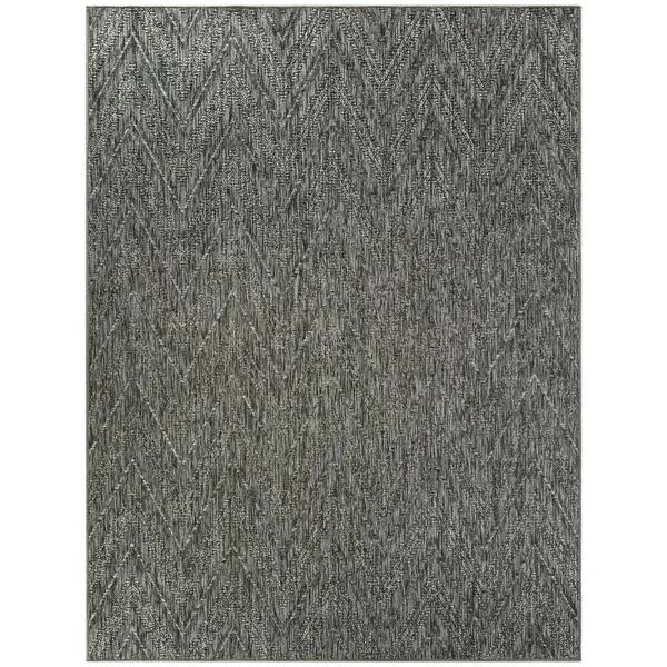BALTA US Kava Charcoal 5 ft. x 7 ft. Chevron Flatweave Indoor/Outdoor Area Rug - Grey