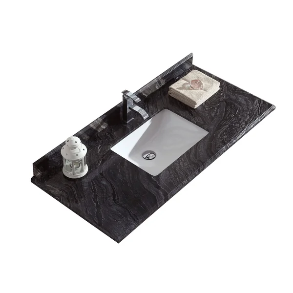 Laviva 313SQ1H-48-BW Countertop - 48x22 Single Hole with Rectangular Sink - Black Wood