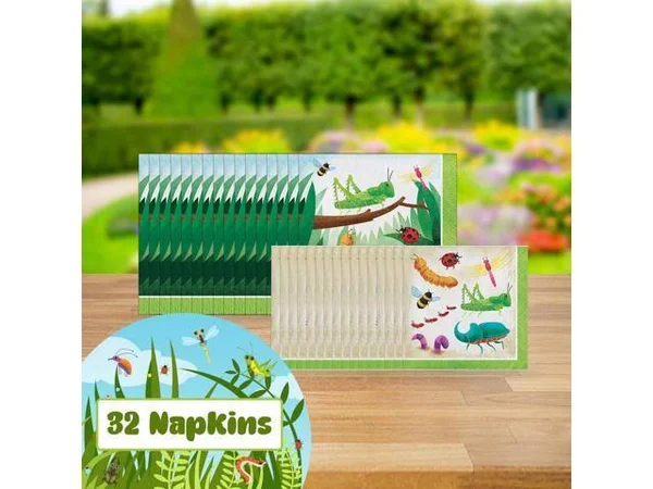 Creative Converting Birthday Bugs Party Dinnerware Bundle, Napkins, Plates, Table Cover, Bug-Themed Birthday Party, Baby Showe