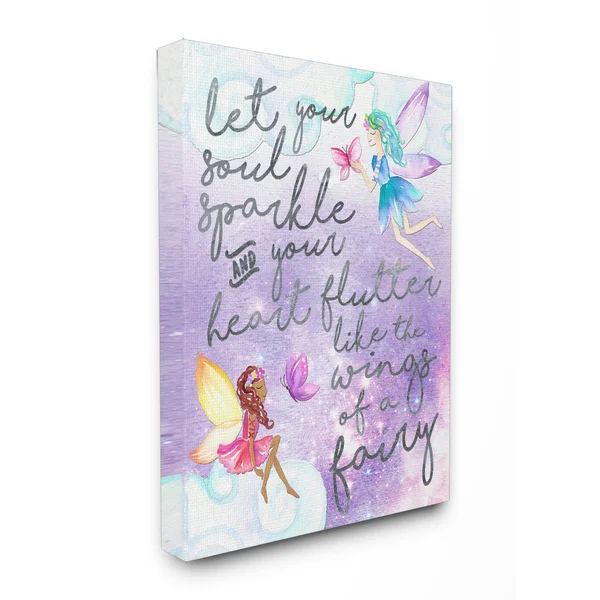 Stupell Let Your Soul Sparkle Fairies& Painting Stretched Canvas Wall Art 24 x 30