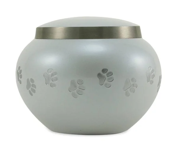 Extra Small Pearl, Pewter Odyssey Paw Print Pet Cremation Urn