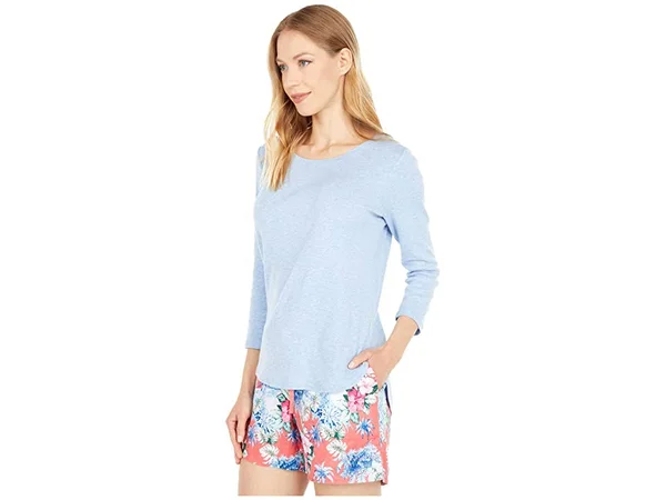 Tommy Bahama Women's Ashby Rib ¾-Sleeve T-Shirt - Light Sky Hthr - Size L