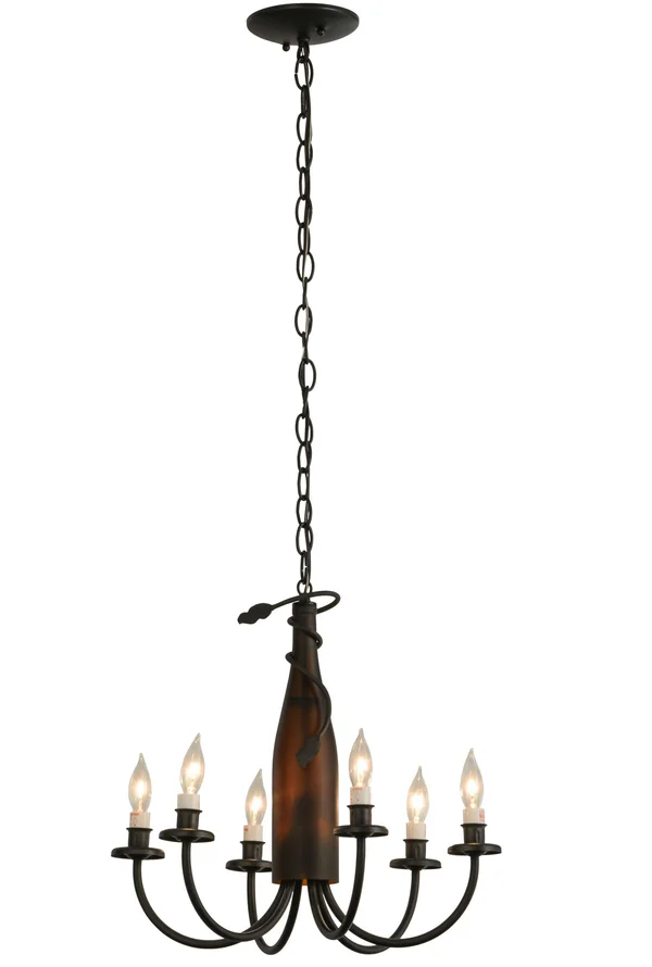 Meyda 18x22W Tuscan Vineyard Frosted Amber 6 LT Wine Bottle Chandelier - 121456