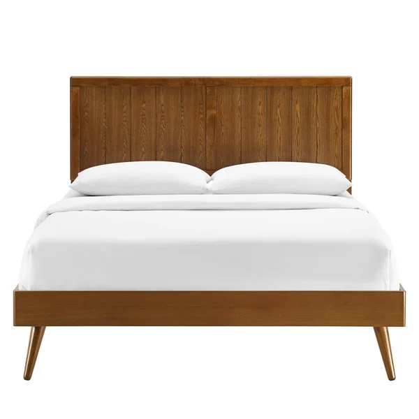 Modway Alana King Wood Platform Bed with Splayed Legs - Walnut