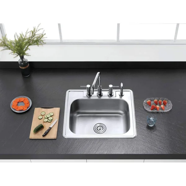 Kingston Brass GKTS252210 Gourmetier Studio Brushed Nickel Self Rimming Single Bowl Sink