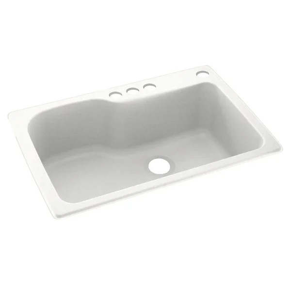 Swanstone KS03322SB.011-4 4-Hole Solid Surface Kitchen Sink - 33x22 x 22