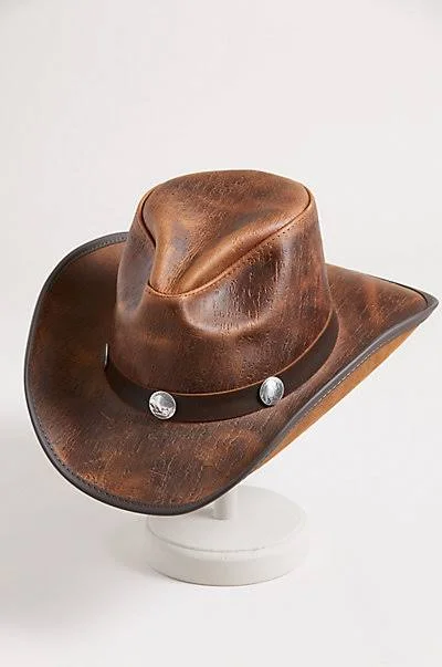 Renegade Leather Cowboy Hat with Buffalo Nickels, Overland