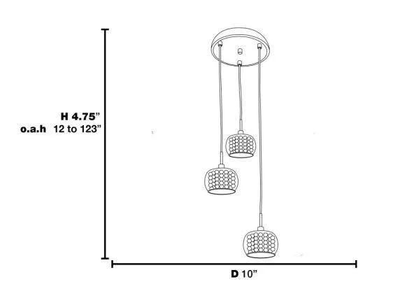 Access Lighting 52117-CH/MIR Glam - Three Light Pendant Chrome