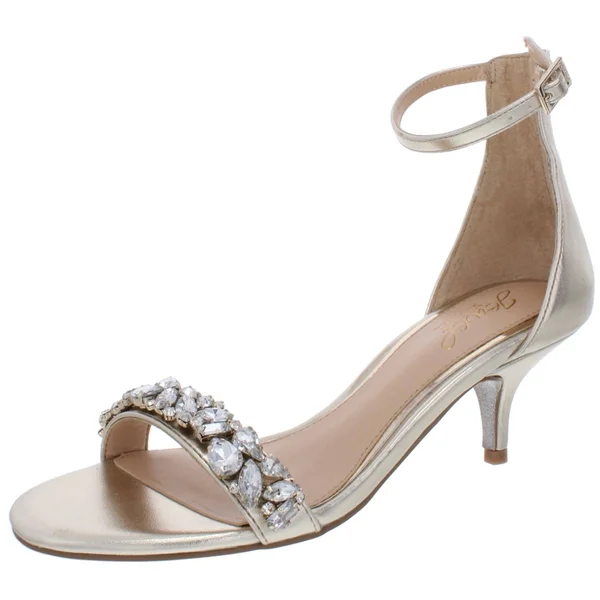 Jewel Badgley Mischka Dash Kitten-Heel Evening Sandals - Gold