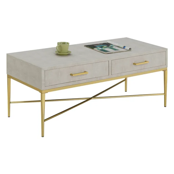 Ashley Coffee Table White Scallop/Gold - Breighton Home