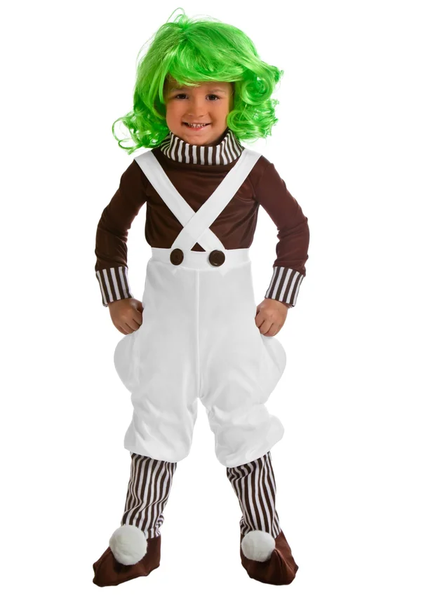 Toddler Oompa Loompa Costume, Toddler Boy's, Size: 4 Years, White