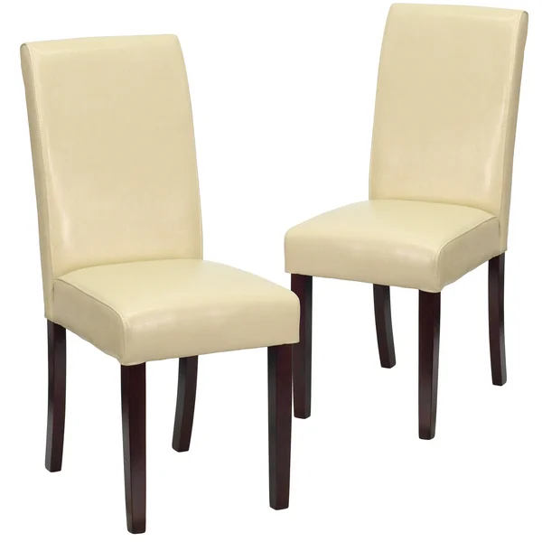 Lancaster Home 2 Pack LeatherSoft Parsons Chair Ivory, Beige