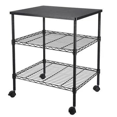 Ktaxon 3 Tier Printer Cart - Holds Up to 200 lbs, Perfect as A Metal Utility Shelves, Rolling Car, Black
