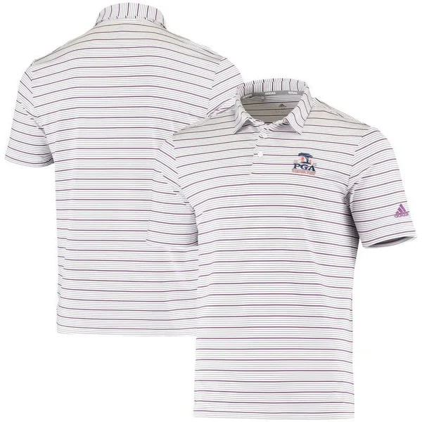 Adidas Ultimate365 Pencil Stripe Polo White/Tech Purple/Glory Purple