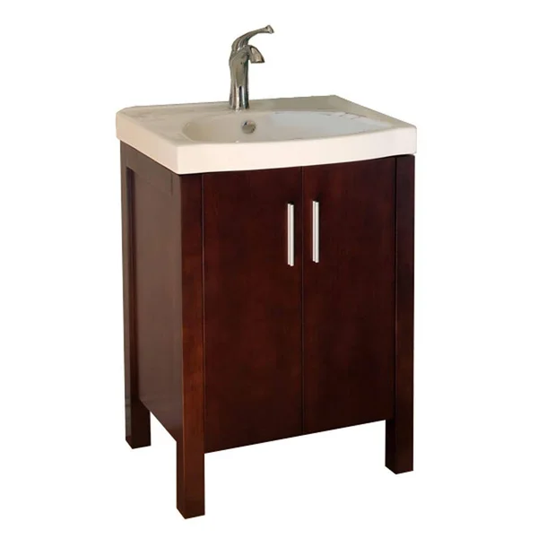 Bellaterra Home 24-in Walnut Single Sink Bathroom Vanity with Vitreous China Vitreous China Top in Brown - 804381