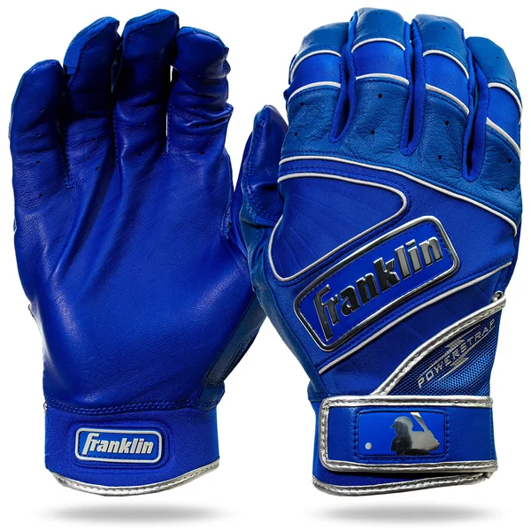 Franklin Powerstrap Chrome Adult Batting Gloves - Royal Large