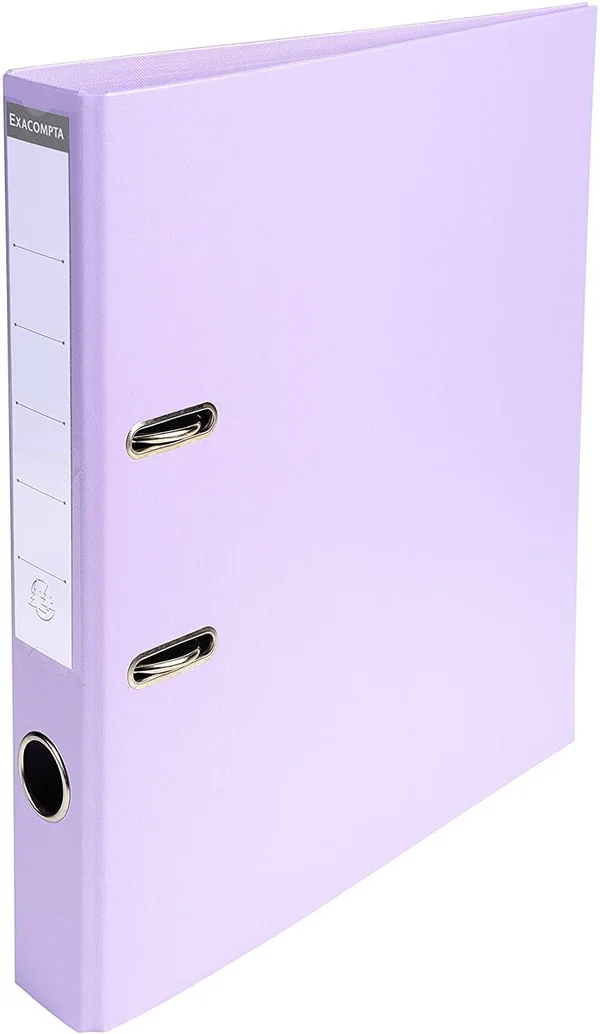 Exacompta Prem&Touch PVC Lever Arch File, 2 Ring, 50 mm Spine, A4 - Lilac