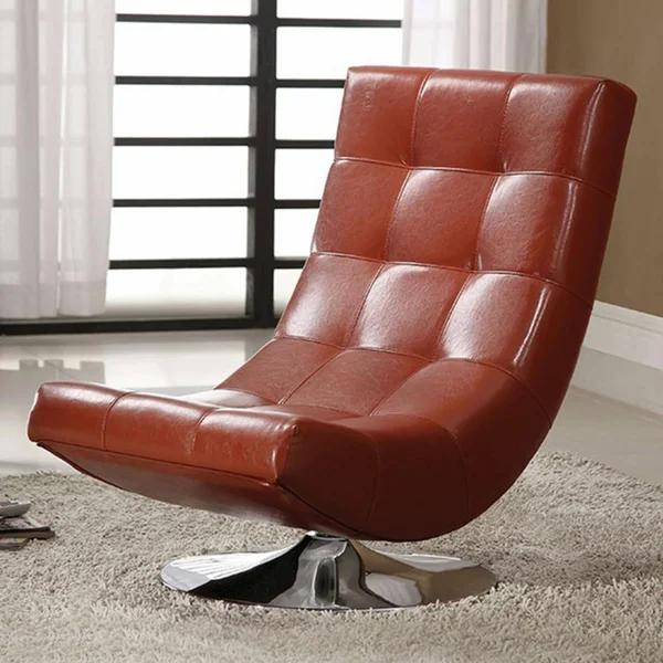 Benzara - Trinidad Contemporary Swivel Chair - Mahogany Red