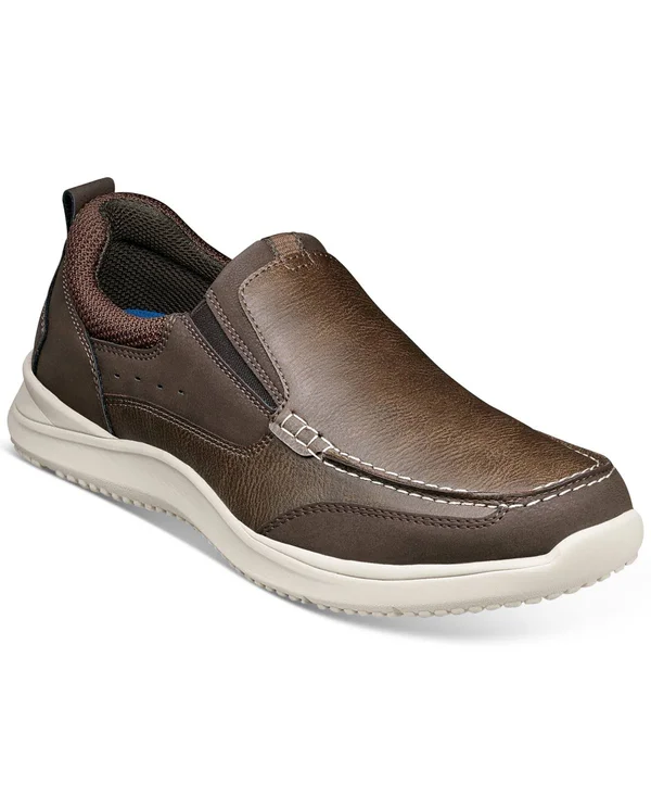 Men's Nunn Bush Conway Moc Toe Slip-On - Size: 7.5, Brown