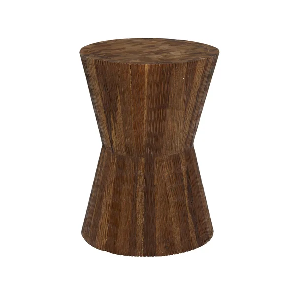 Brown Teak Wood Coastal Stool - 18 x 13 x 13 - 42063