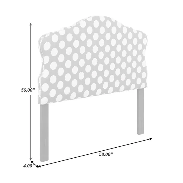 Home Fare Dana Full Upholstered Fabric Headboard with Pink Polka Dots