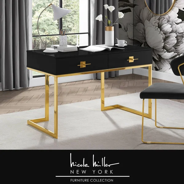 Mandisa Writing Desk Black/Gold