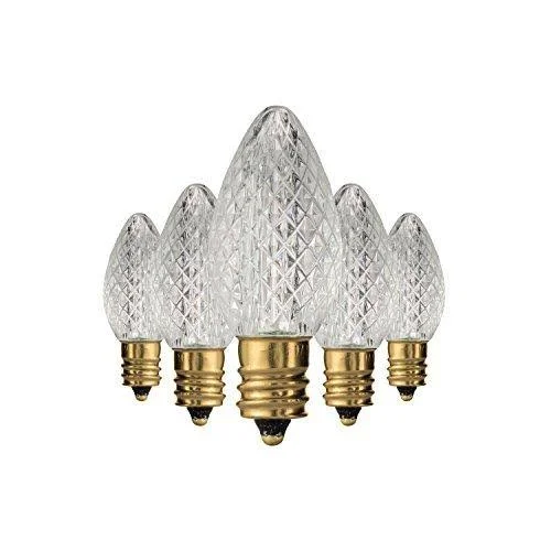 Holiday Lighting Outlet Faceted C7 Christmas Lights - Sun Warm White LED Light
