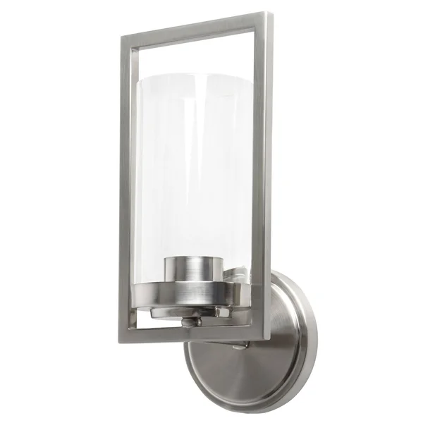 Sunset Lighting F15001-80 Prestige One Light Wall Sconce - in Bright Satin Nickel - Glass, 1 Bulb