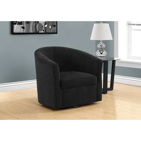 Monarch 8271 Swivel Black Abstract Velvet Accent Chair