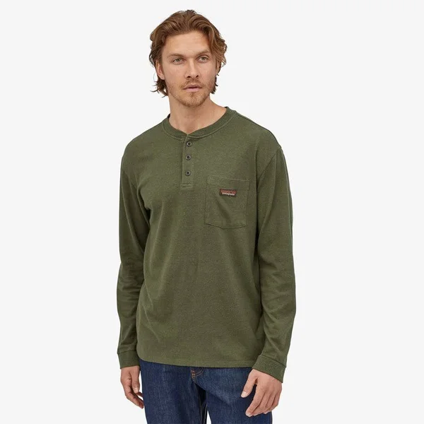 Patagonia Men's Long-Sleeved Work Henley Pocket Tee - Workwear Shirts & Tops - Blue - 53390 - XL