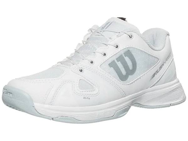 Wilson Junior Rush Pro QL Tennis Shoes (White/White/Pearl Blue)
