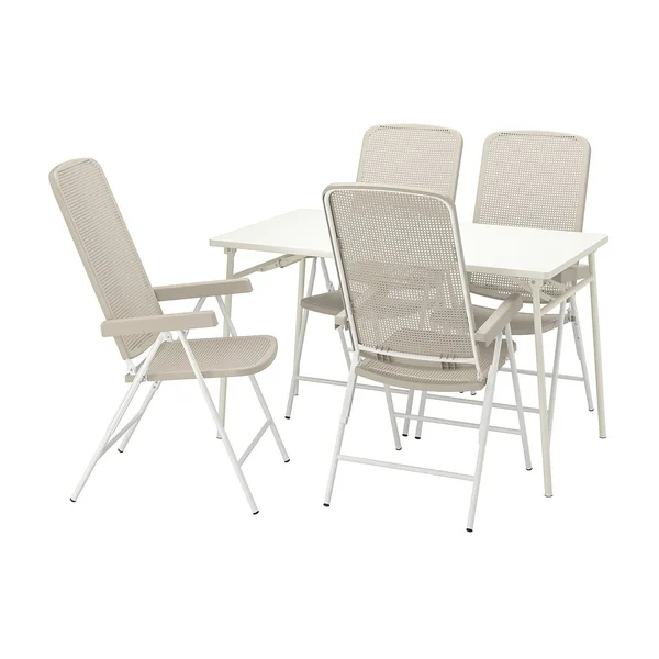 IKEA - TORPAR? Table + 4 Reclining Chairs, Outdoor, White/Beige, 51 1/8