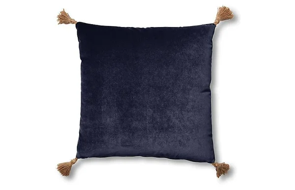 Lou 19x19 Pillow - Navy Velvet - Blue
