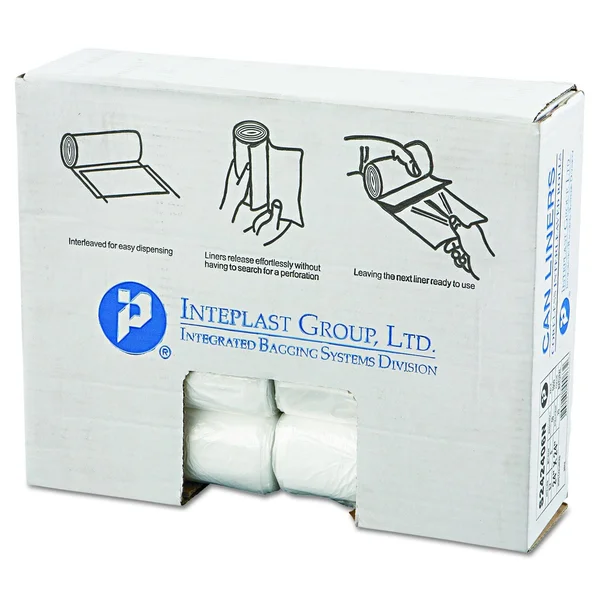 Inteplast Group IBS S242406N HDPE Can Liner - 10 Gallon, 24 inch x 24 inch, 0.23 mil, Star Seal, Natural, 1000 Pack (20 Rolls of