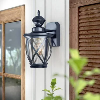 Darby Home Co Kansas 1500 Motion Activated Decorative 1-Light Outdoor Wall Lantern, Black