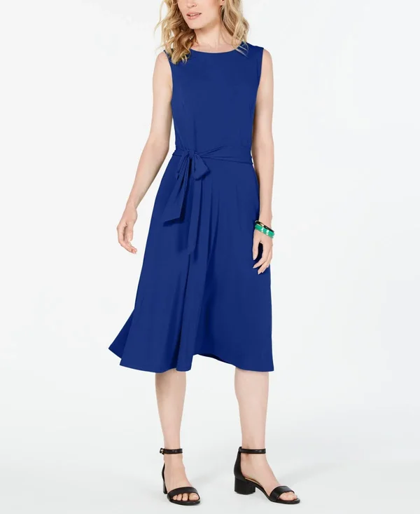 Charter Club Tie-Waist Midi Dress - Created for Macy&s - Modern Blue