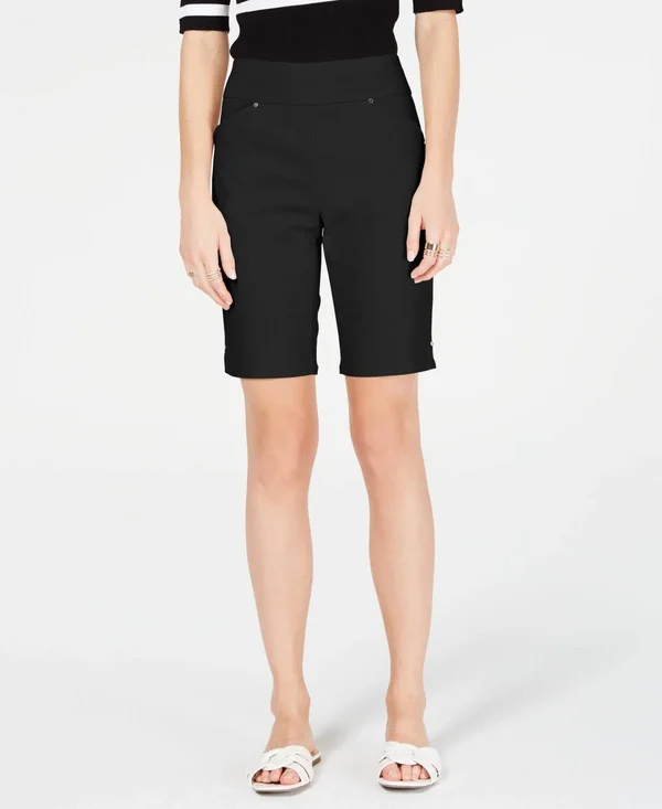 Inc Womens Mid-Rise Casual Bermuda, Walking Shorts Black 12