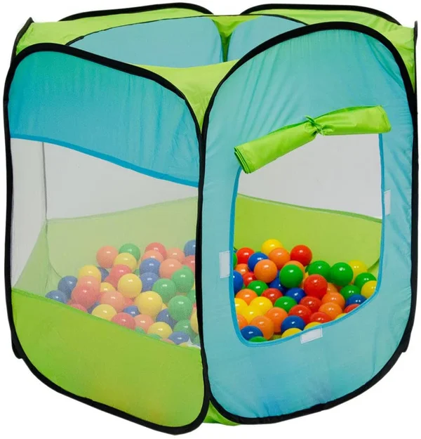 LittleTom Play Tent 100x100x72cm Pop-Up Ball Pit Toy for Little Kids Blue